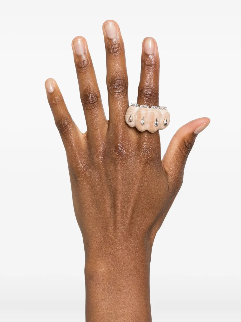 YVMIN glass-embellishment ring - Beige
