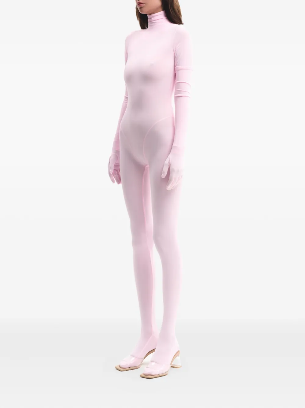 Lika High-neck Gloved Bodysuit In Pink