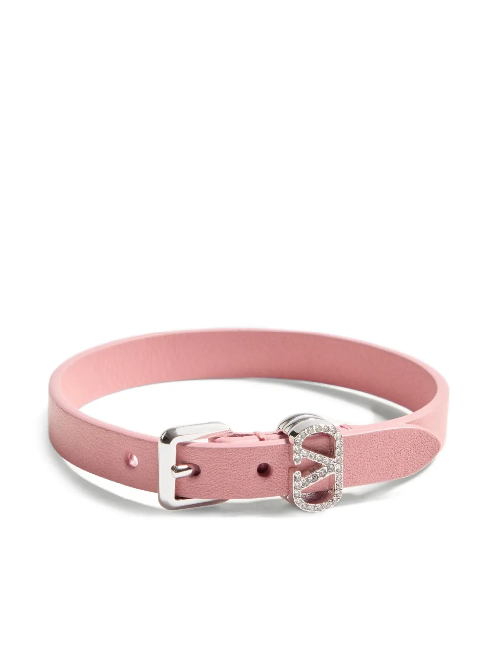 Valentino Leather Ovalette Bracelet In Pink