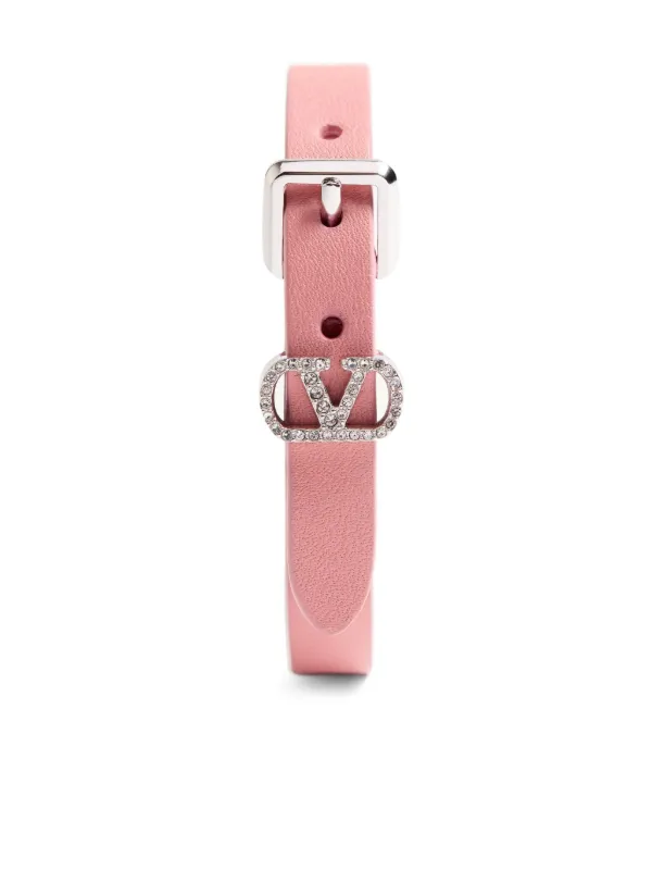 レザー　ブレスレット　ピンク Valentino Garavani Ovalette Swarovski®クリスタル レザー