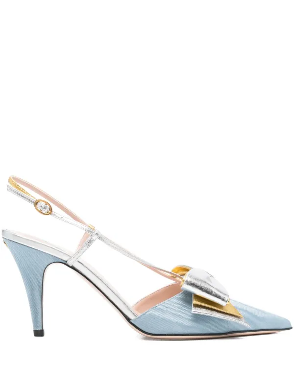 Valentino Garavani 90mm bow-embellished Slingback Pumps Blue FARFETCH PH