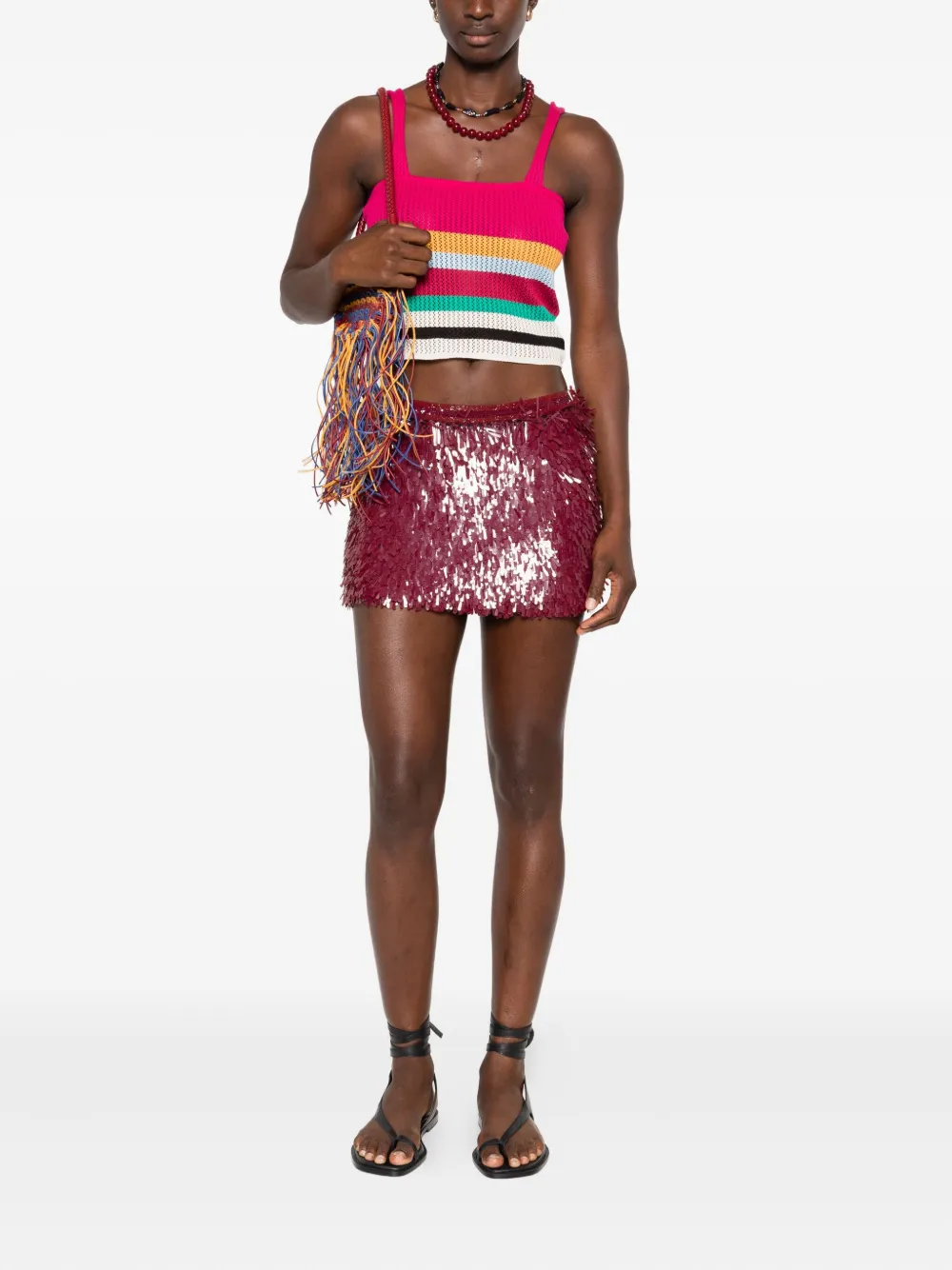 Alanui fringe mini skirt - Rood