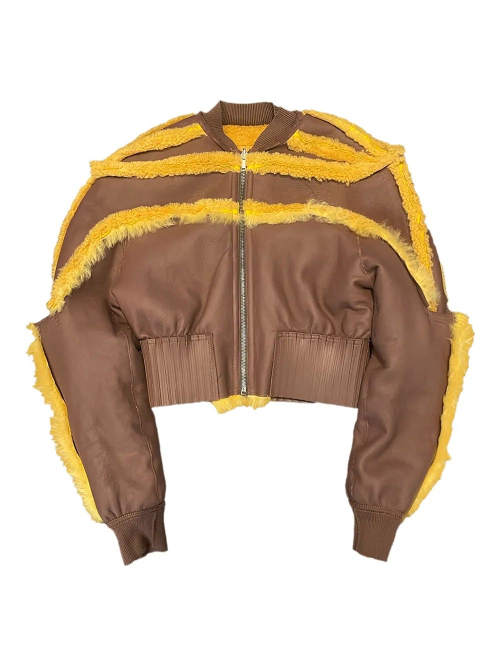 Rick Owens Shearling Bomber Jacket In Yellow