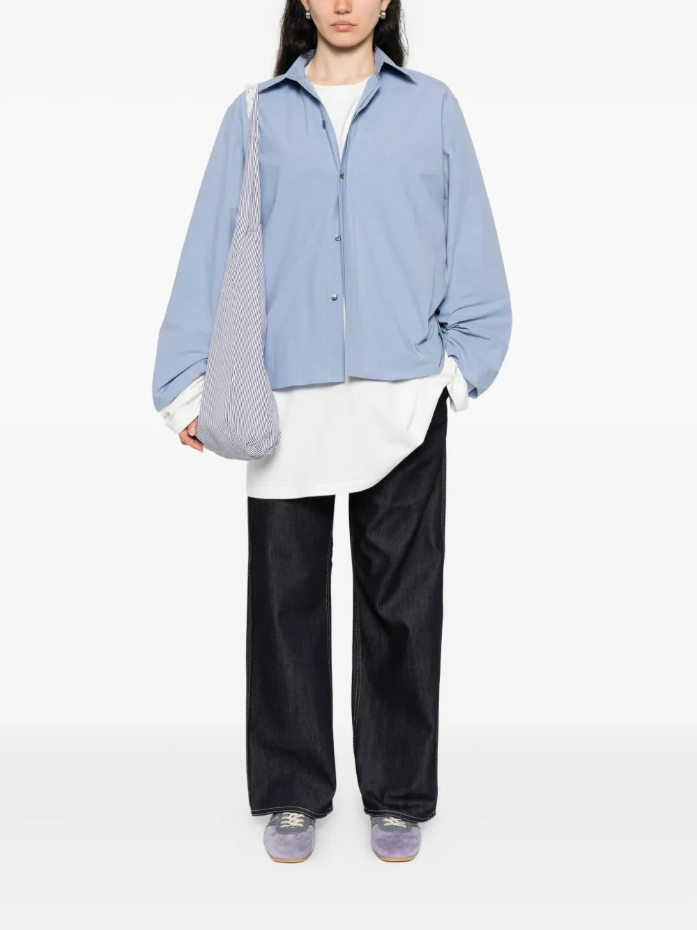 Sofie D'hoore Breton blouse met klokmouwen en knopen Blauw