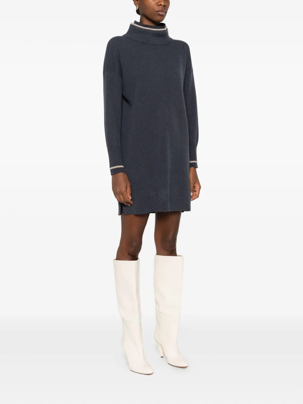 Brunello Cucinelli Mini-jurk met hoge hals Blauw