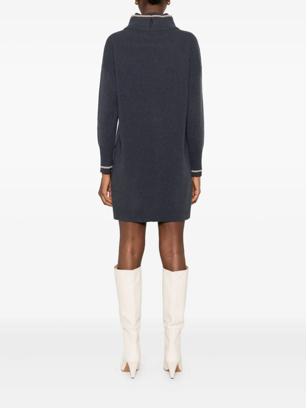 Brunello Cucinelli Mini-jurk met hoge hals Blauw