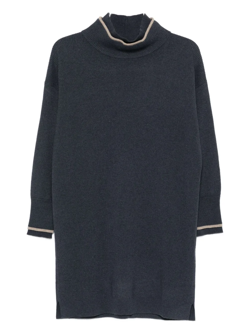 Brunello Cucinelli ribbed high-neck mini dress Blauw