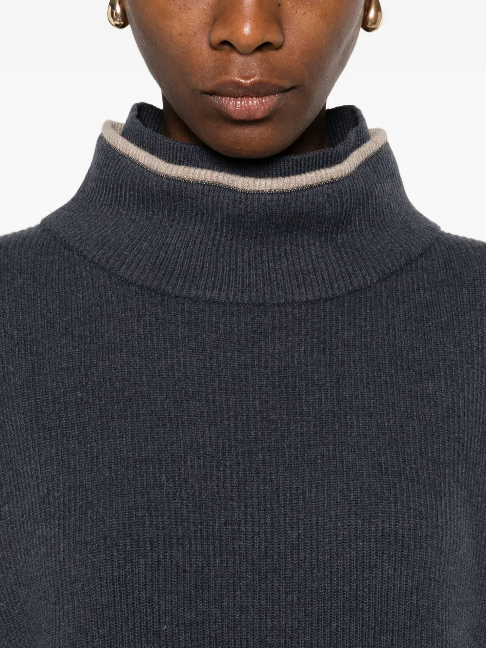 Brunello Cucinelli Mini-jurk met hoge hals Blauw