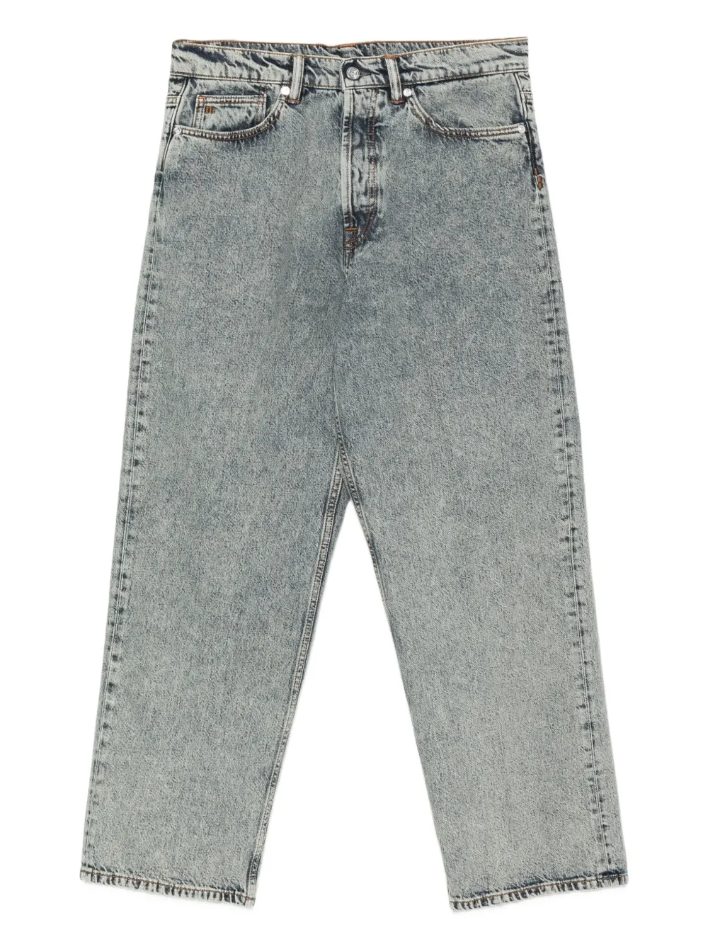 Nine In The Morning Jeans met acid-wassing Blauw