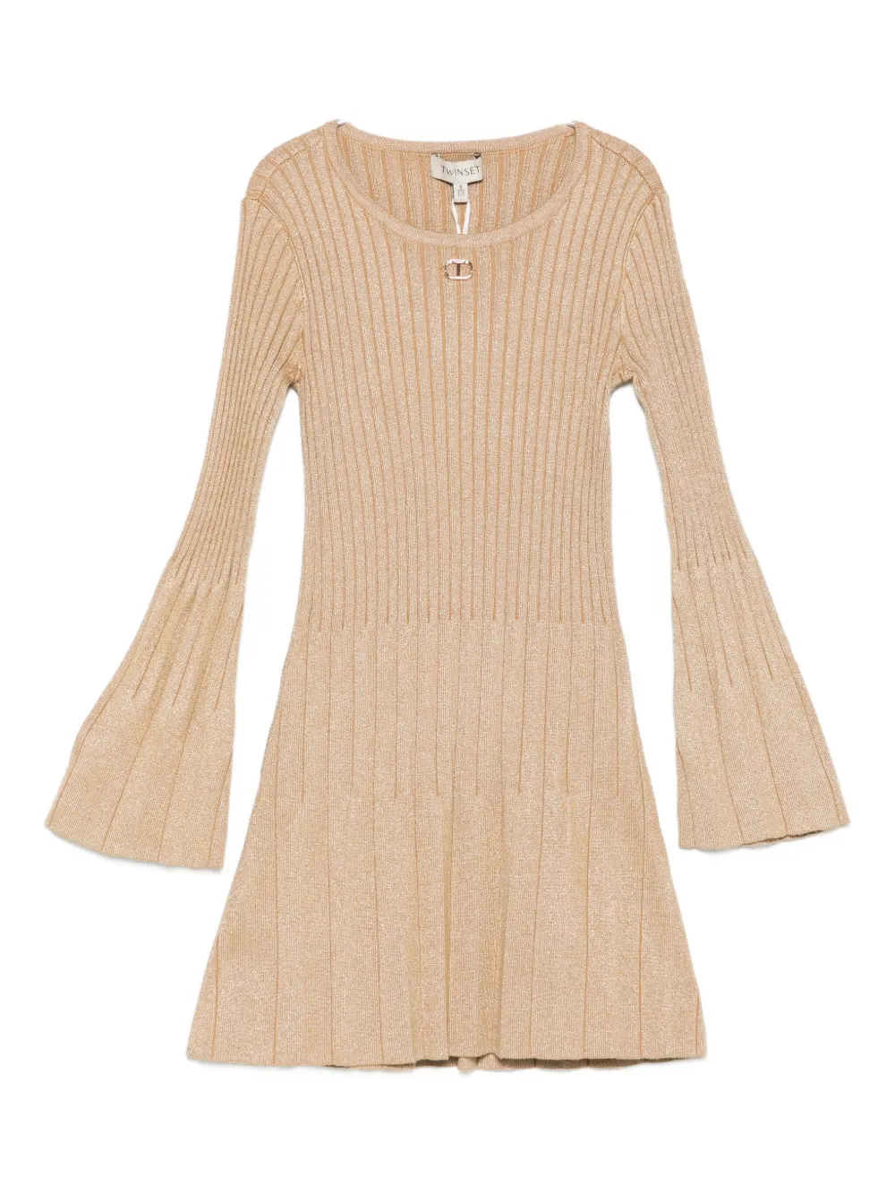 TWINSET Kids pleated bell-sleeve dress Beige