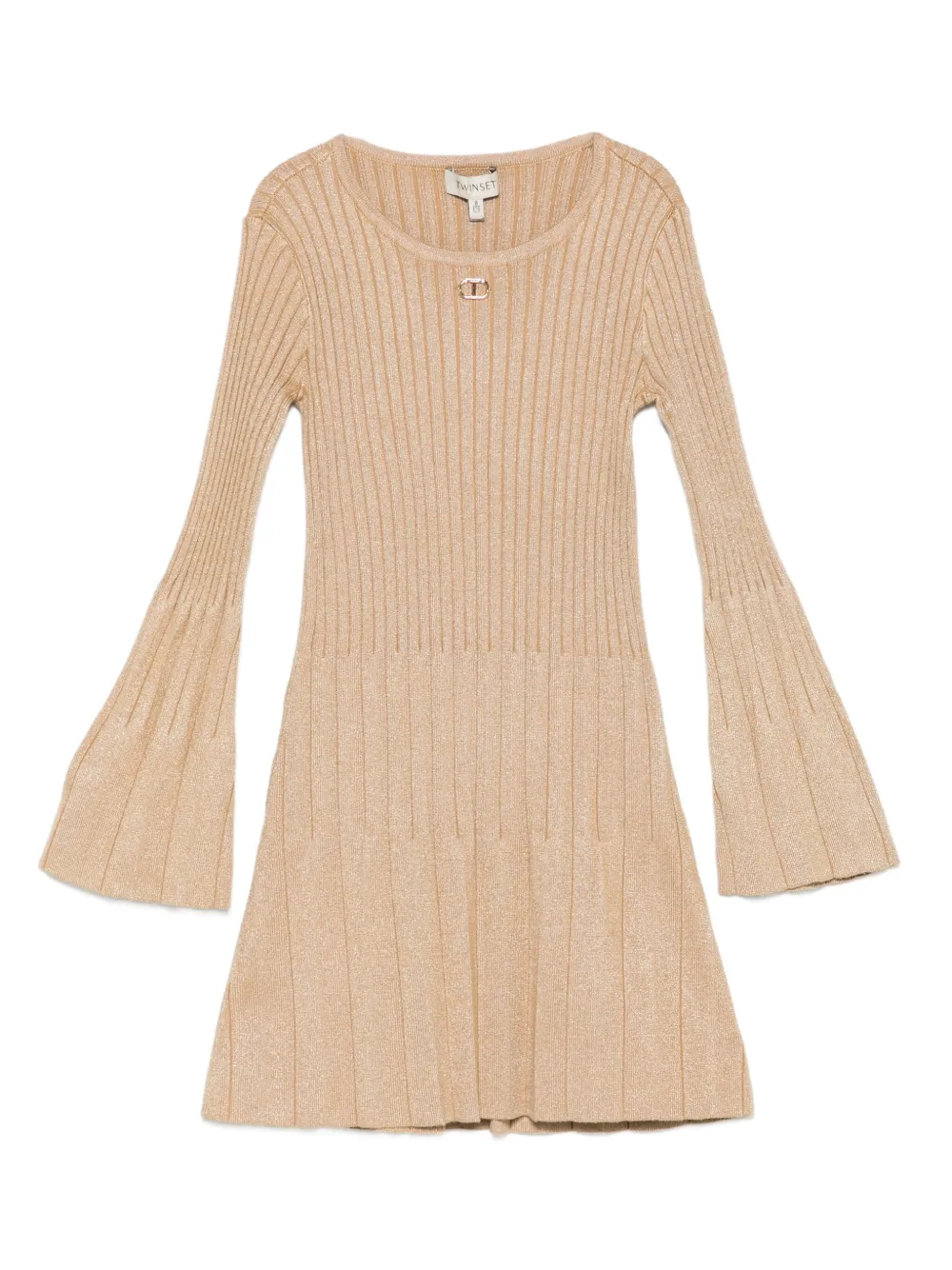 TWINSET Kids pleated bell-sleeve dress Beige