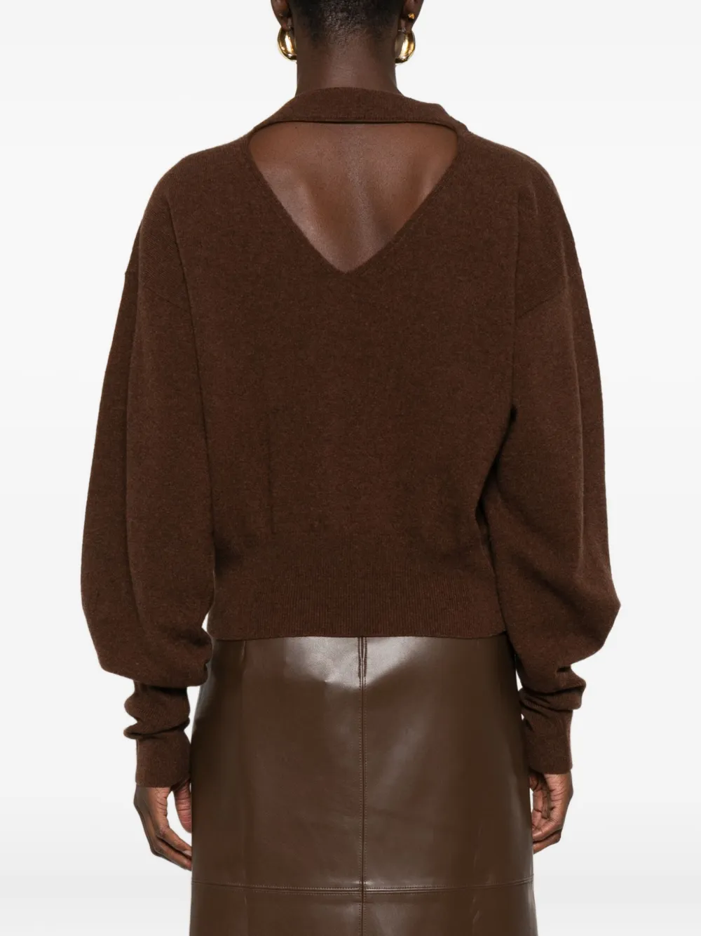 Federica Tosi keyhole-neckline balloon-sleeve sweater Bruin