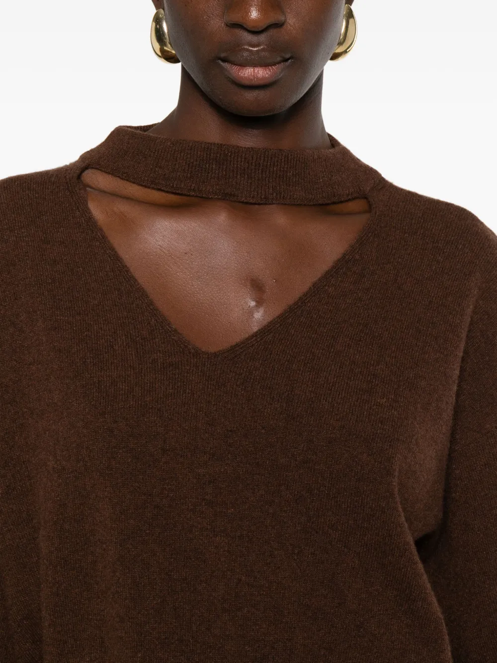 Federica Tosi keyhole-neckline balloon-sleeve sweater Bruin