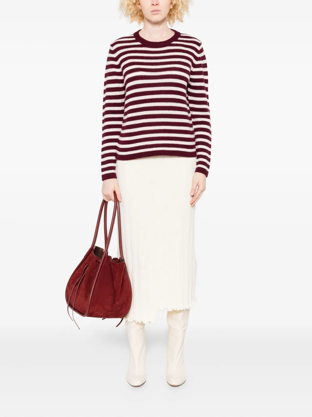 Allude striped wool sweater Beige