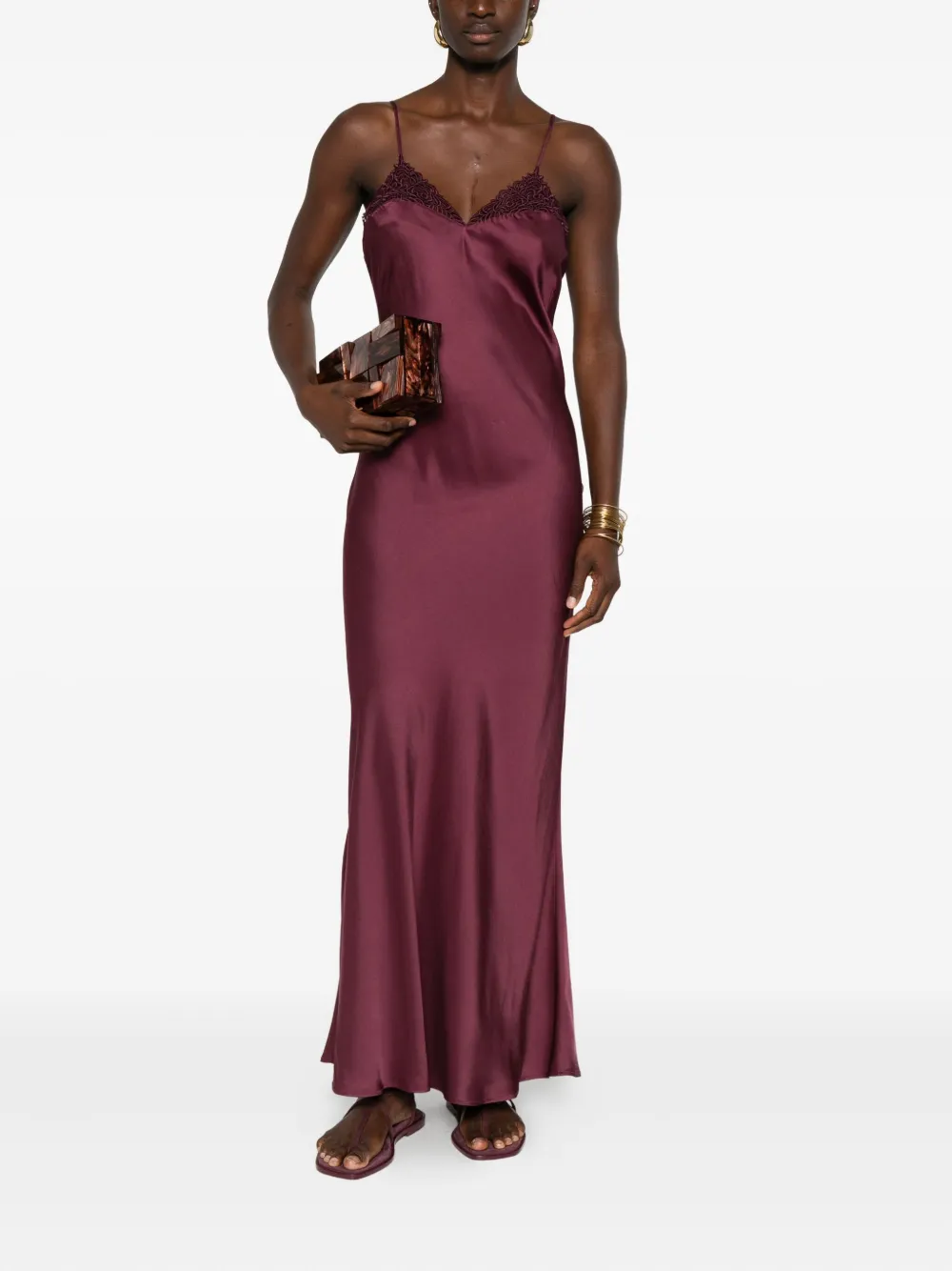 TWINSET lace-trimmed slip dress - Paars