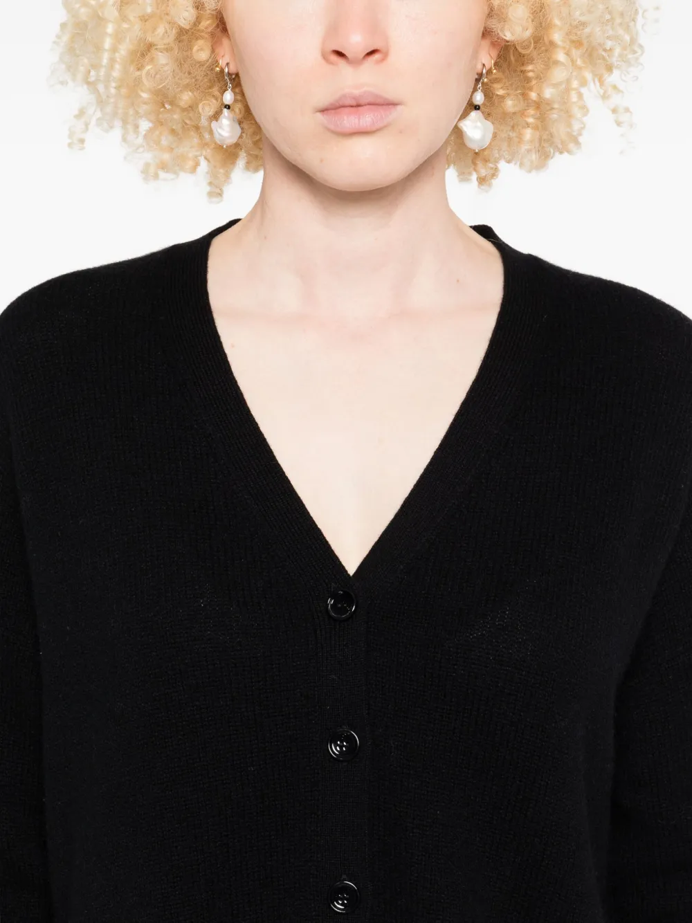 Allude button-front cashmere cardigan Zwart