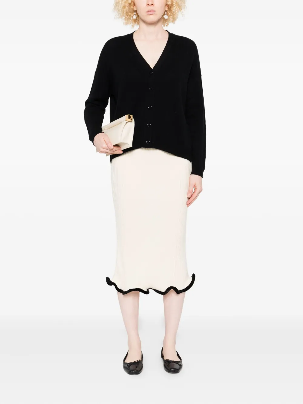 Allude button-front cashmere cardigan Zwart