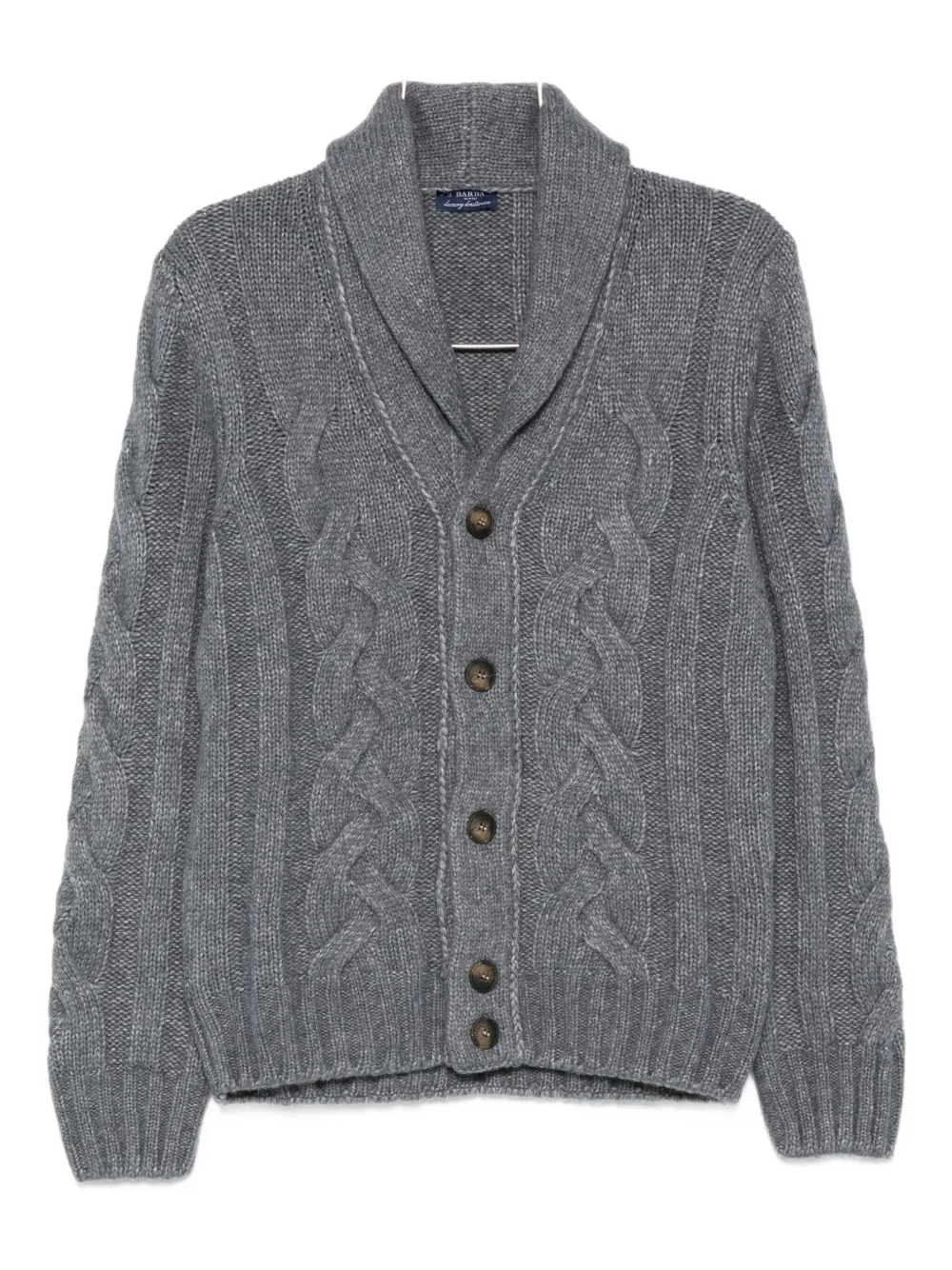 Barba Napoli Cable-knit Shawl-collar Cardigan In Gray