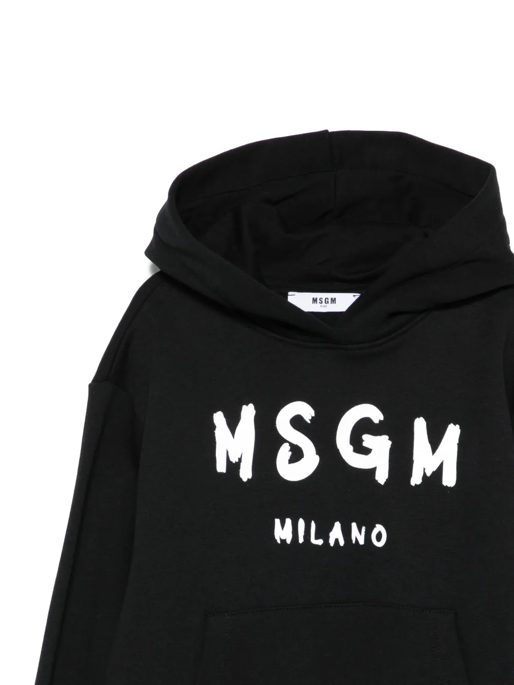 MSGM Kids logo-print hooded top Zwart