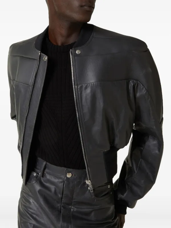 お*す様 Rick Owens Leather Bomber Jacket Rick Owens Leather bomber jacket - Black - Men | RU17S9775LN09