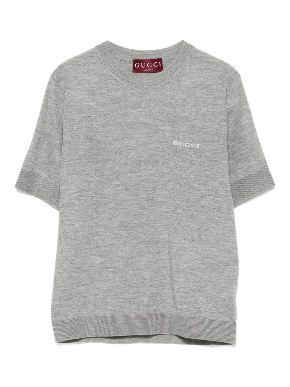 Gucci T-Shirt mit Logo-Stickerei - Grau