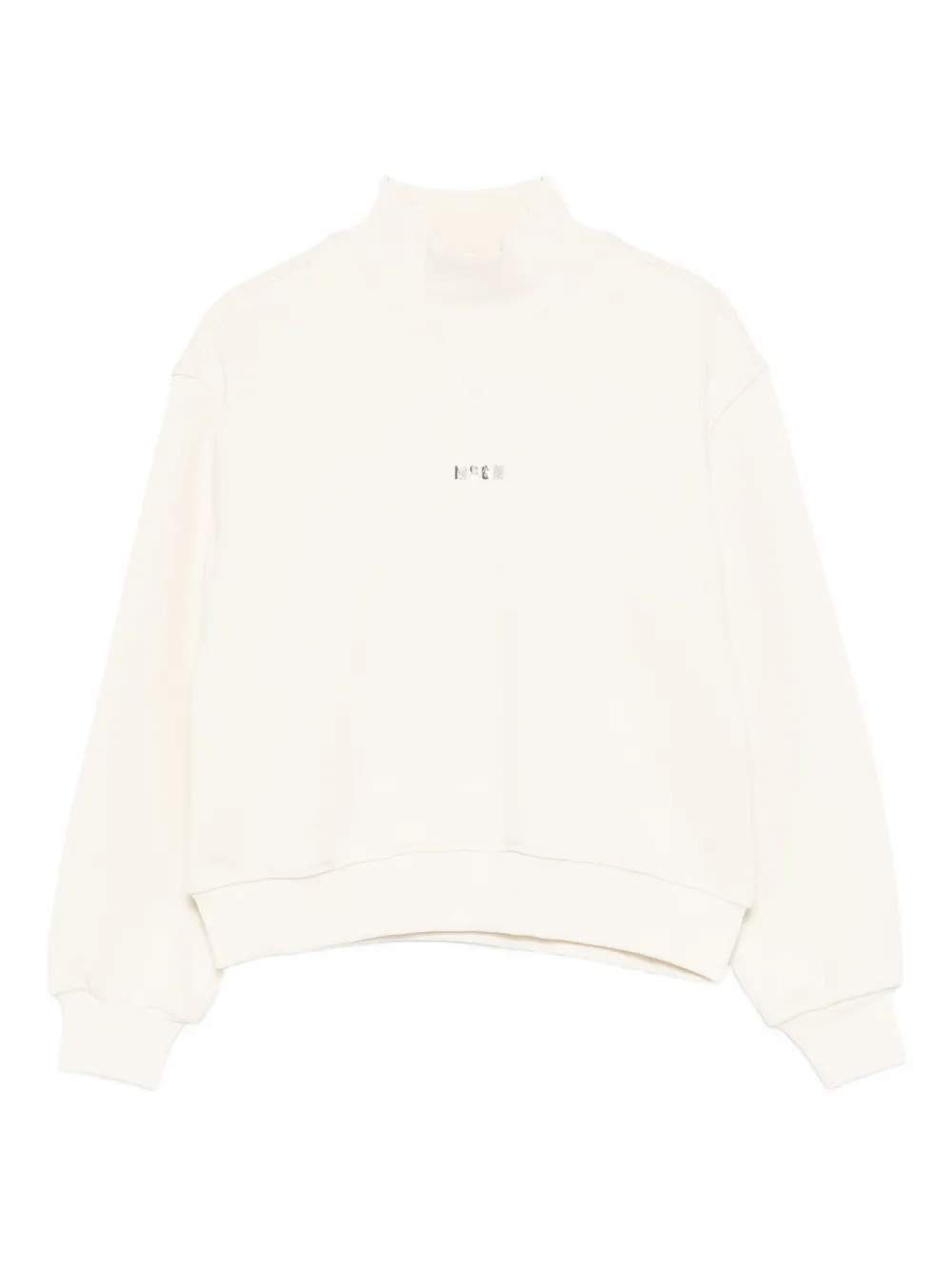 MSGM Kids mock-neck logo sweatshirt Beige