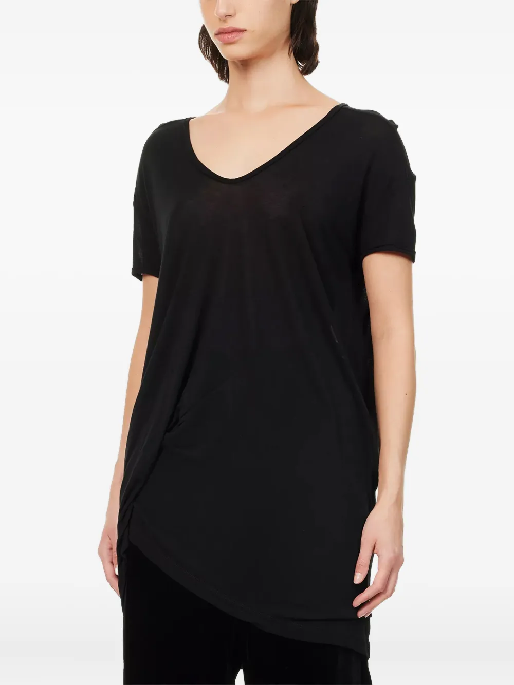 Rick Owens Asymmetrical Short-sleeve Top In Black