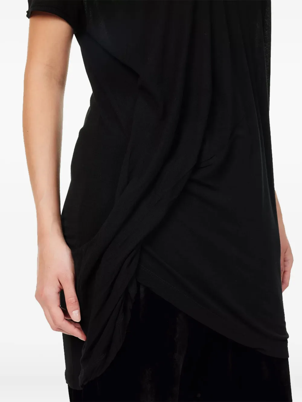 Rick Owens Asymmetrical Short-sleeve Top In Black