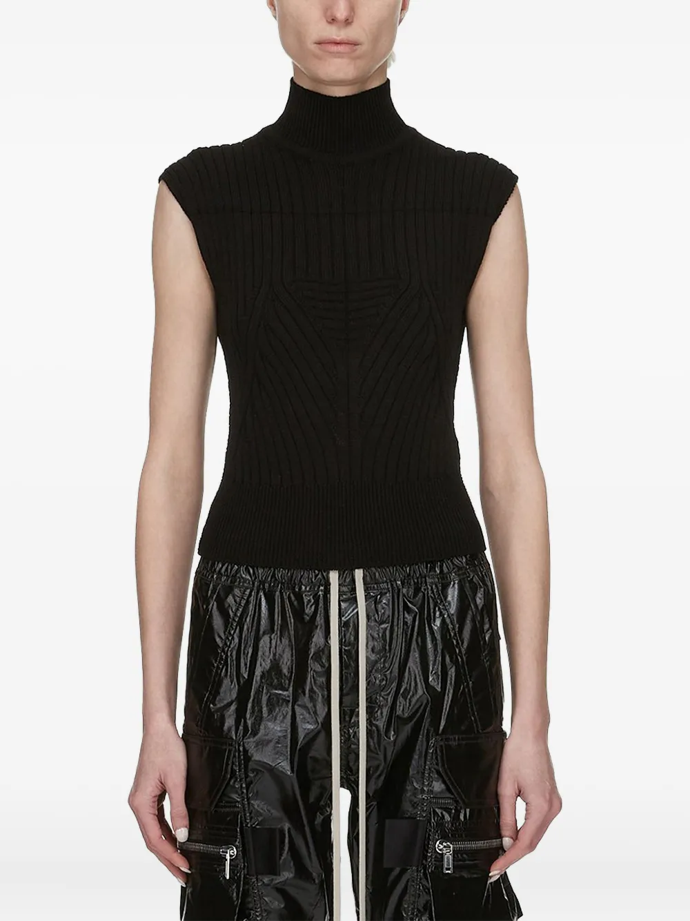 Rick Owens ribbed turtleneck sleeveless top | Black | Image 1