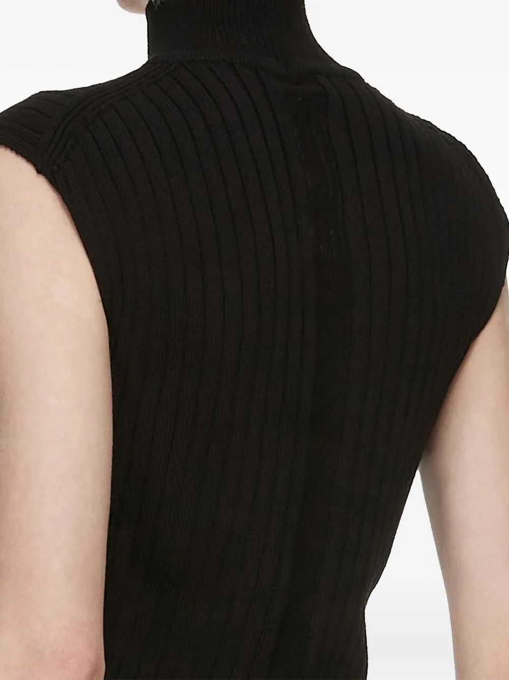 Rick Owens Ribbed Turtleneck Sleeveless Top In Black