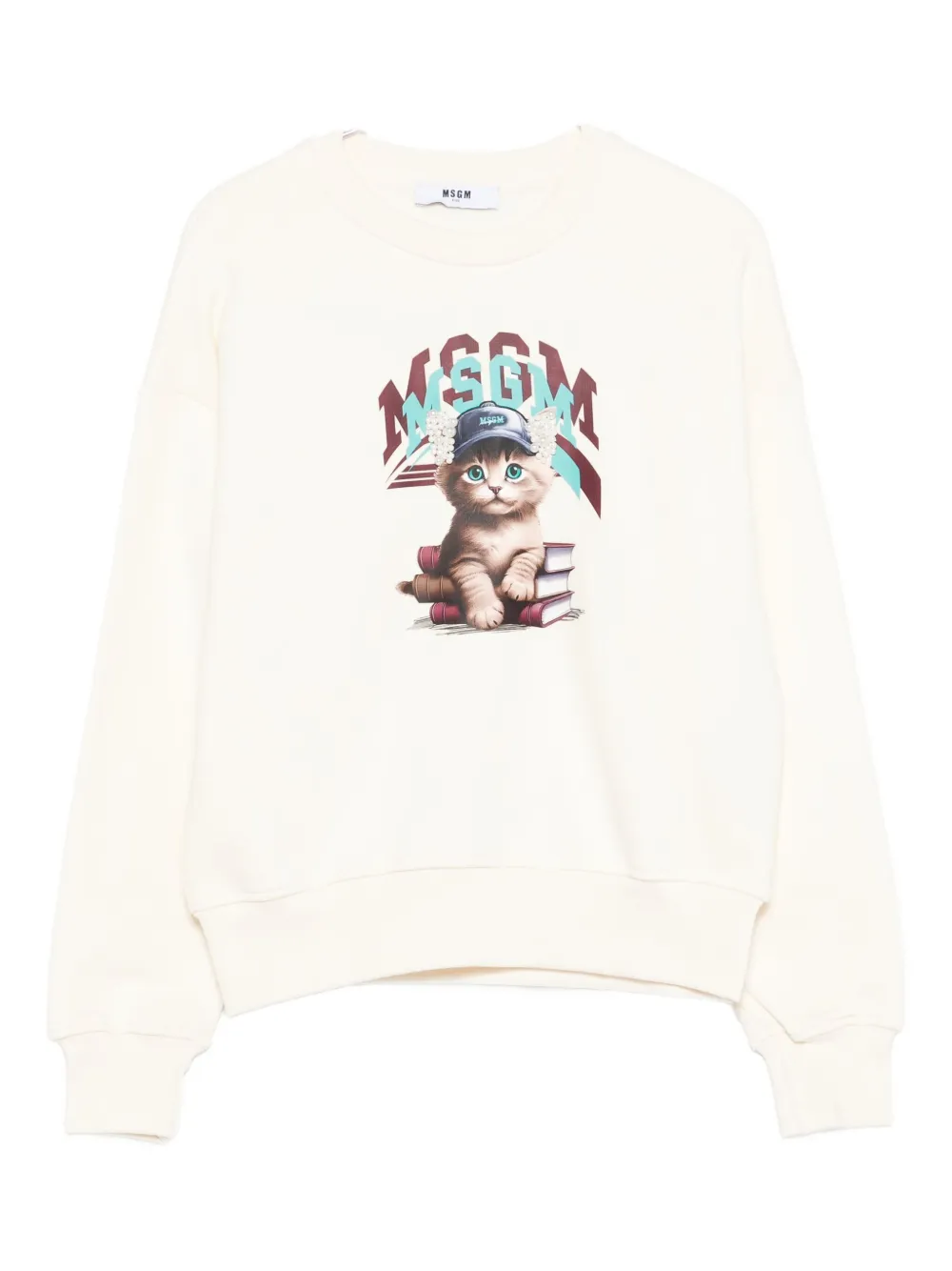 Msgm Cat-print Sweatshirt In White
