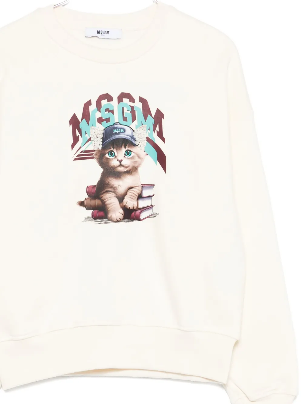 Msgm Cat-print Sweatshirt In White
