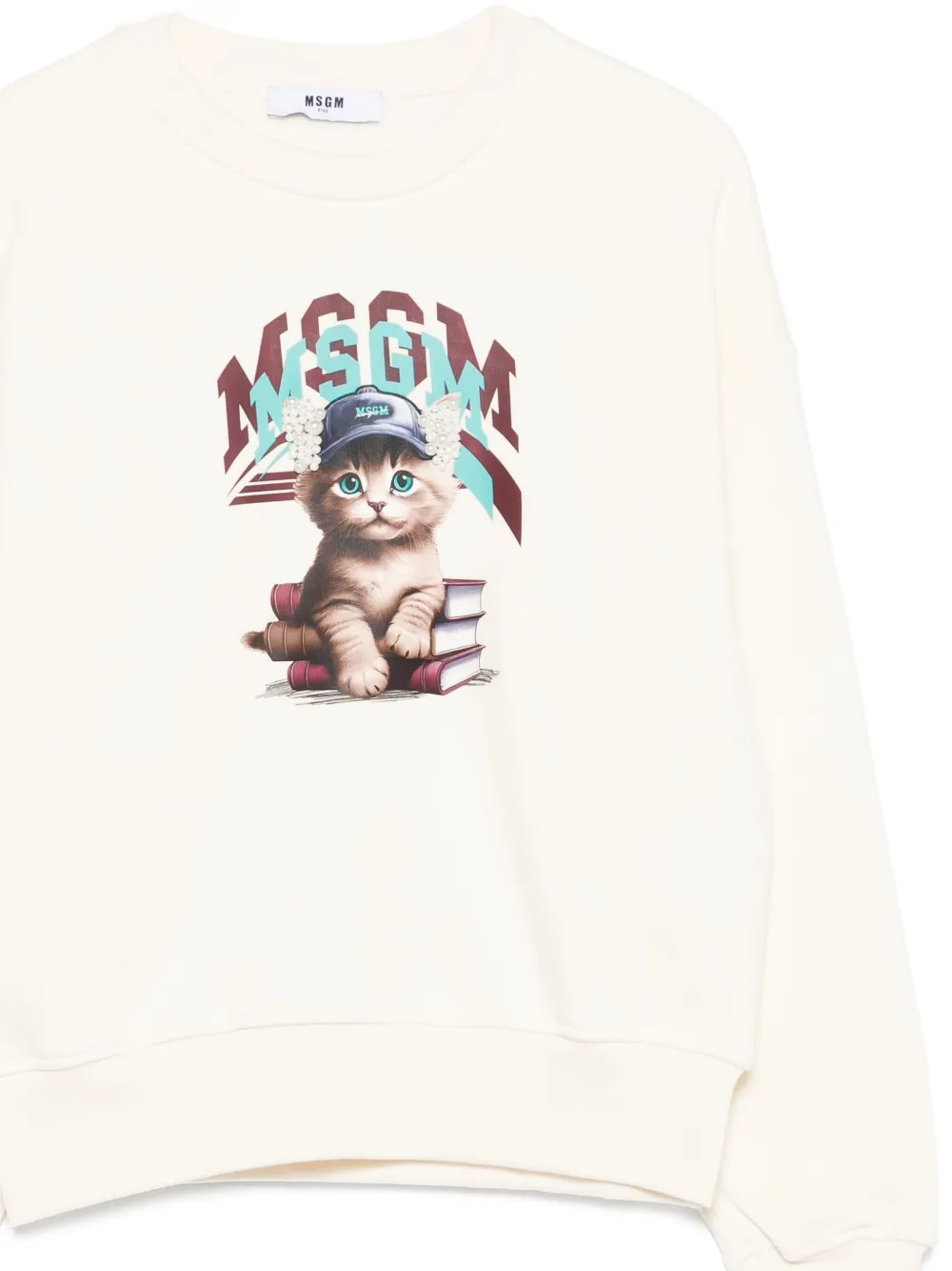 MSGM Kids cat-print sweatshirt Beige