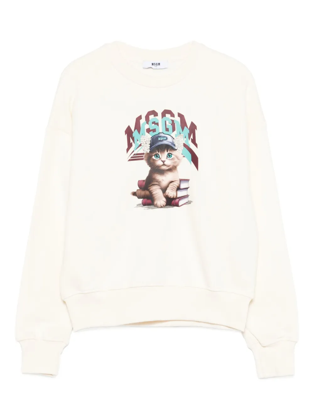 MSGM Kids cat-print sweatshirt Beige