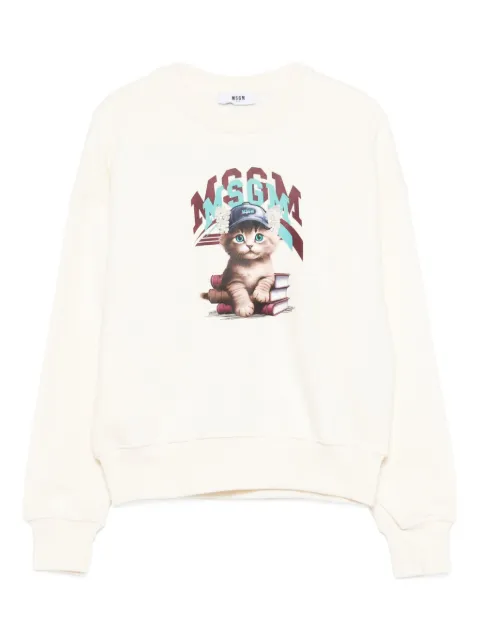 MSGM Kids sweat à imprimé chat