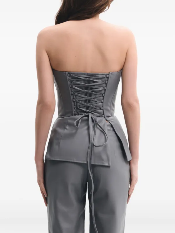 corset fit tops　灰黒 Lika lace-up Asymmetrical Corset Top | Grey | FARFETCH CA