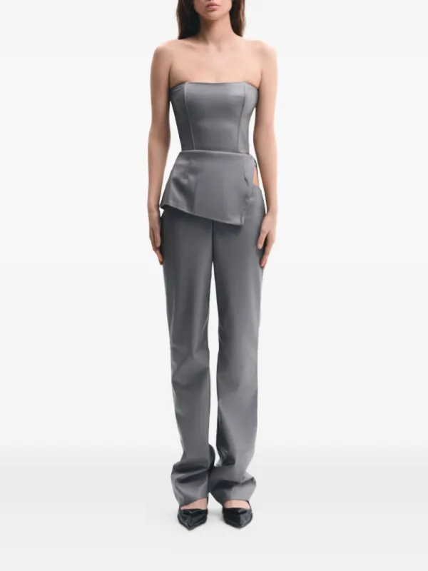 Lika lace-up Asymmetrical Corset Top | Grey | FARFETCH CA