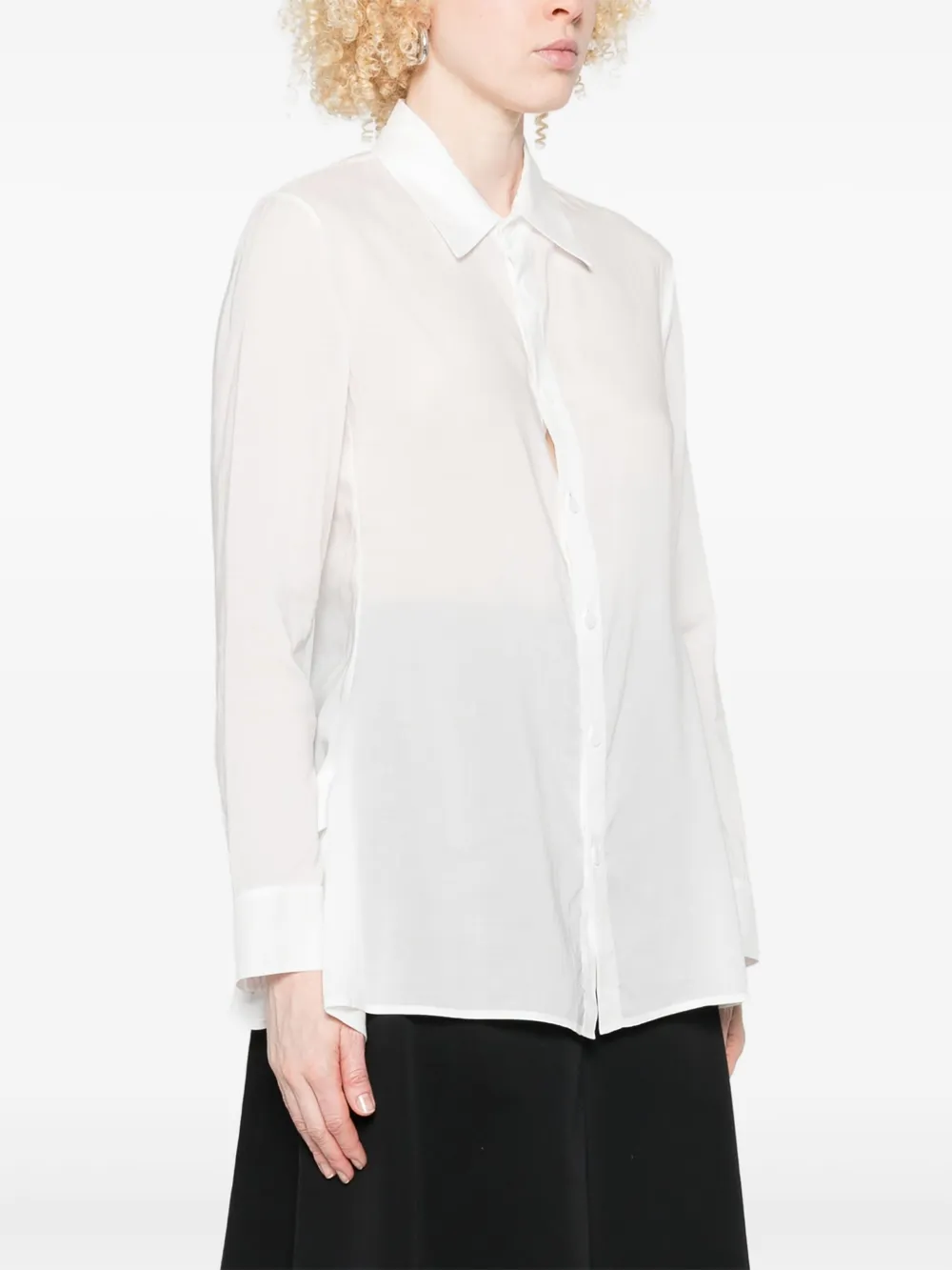 Yohji Yamamoto Flared blouse met knoopsluiting Wit