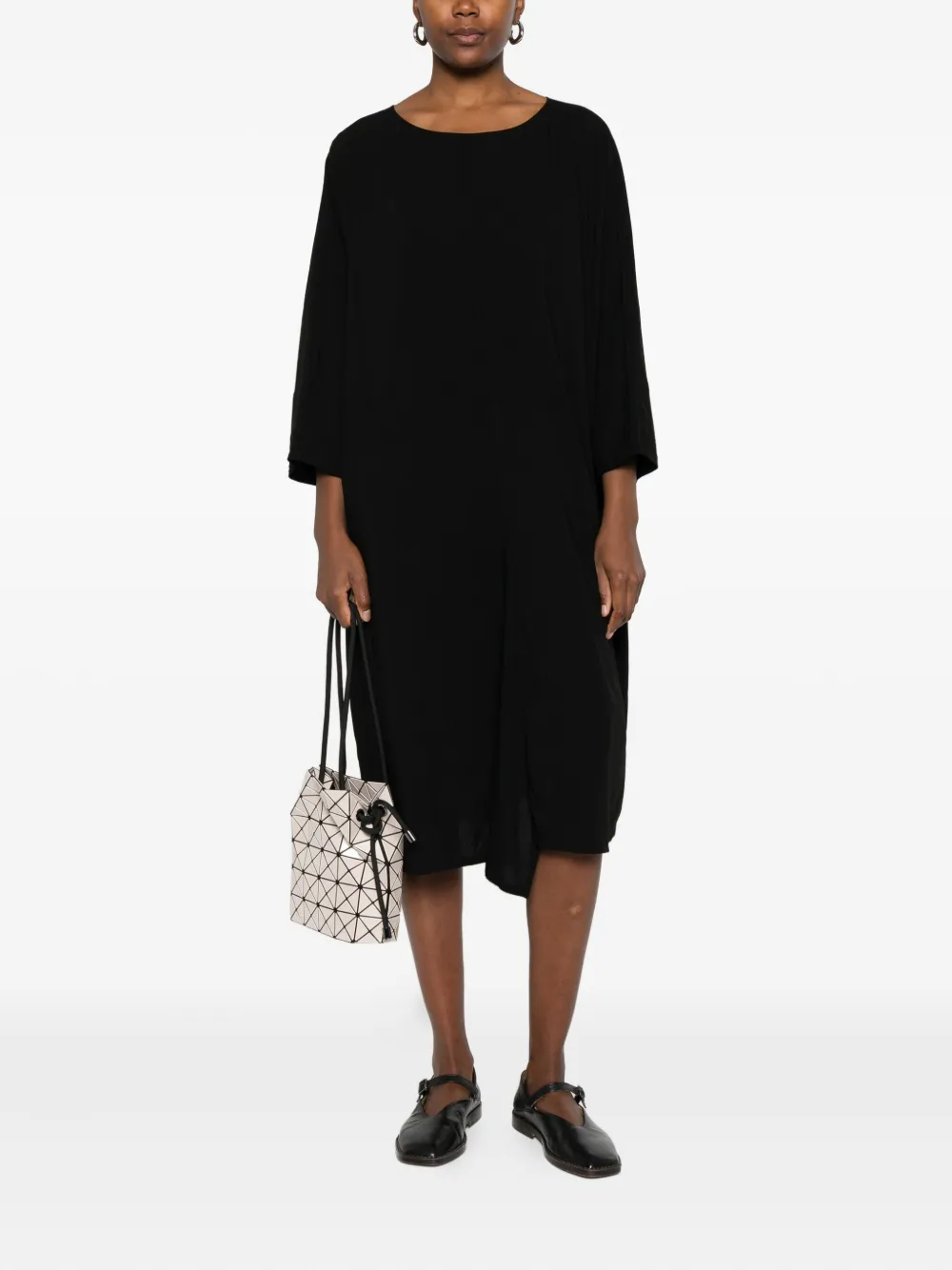 Yohji Yamamoto short-sleeve boat-neck mini dress - Zwart