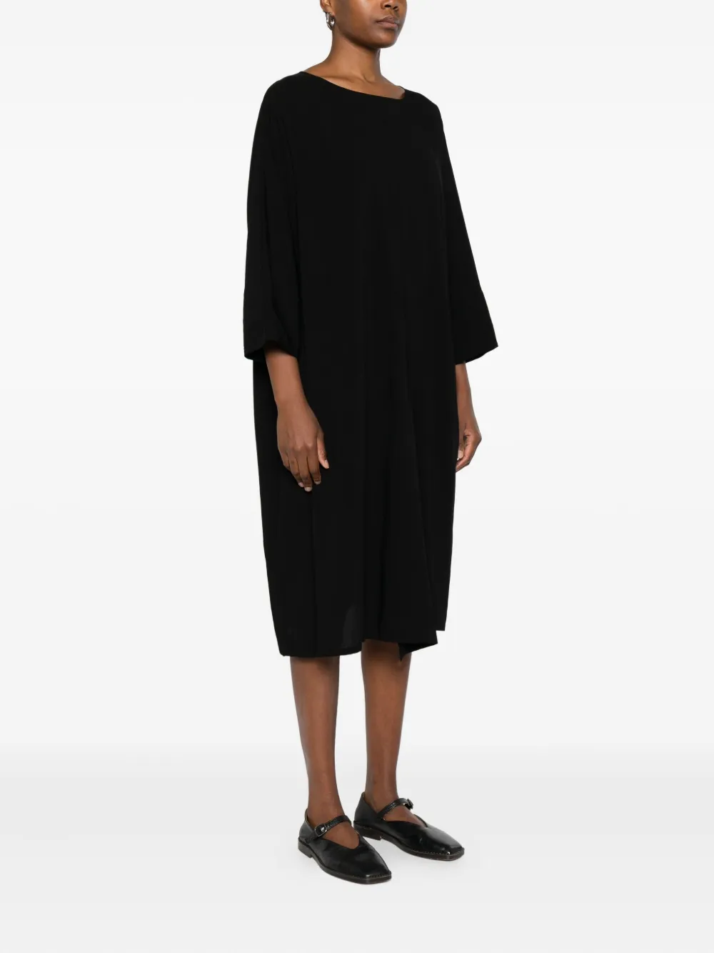 Yohji Yamamoto Mini-jurk met korte mouwen en boothals Zwart