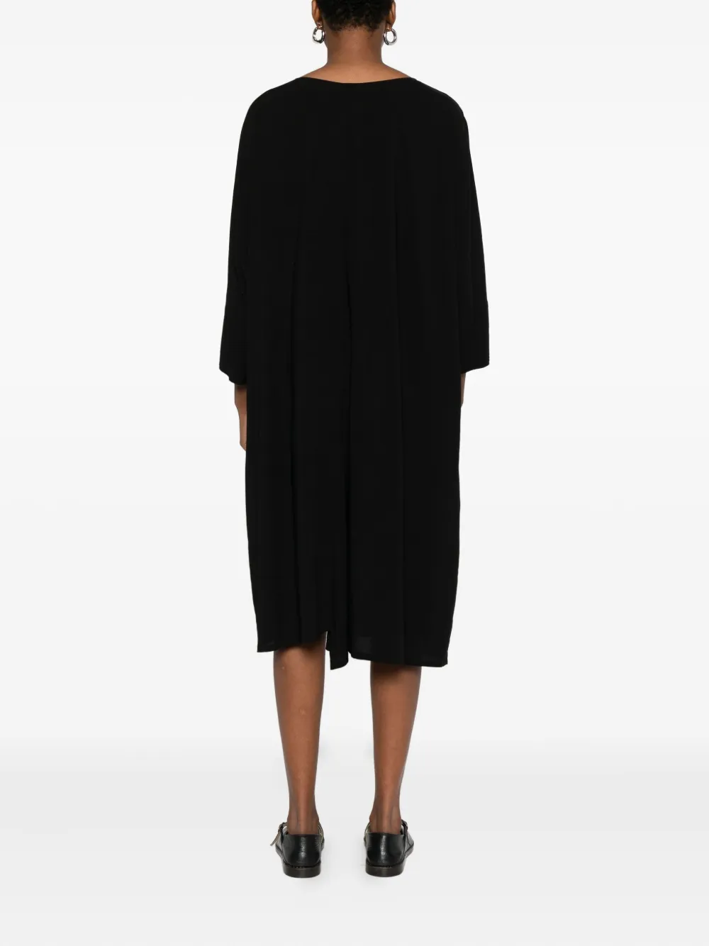 Yohji Yamamoto Mini-jurk met korte mouwen en boothals Zwart