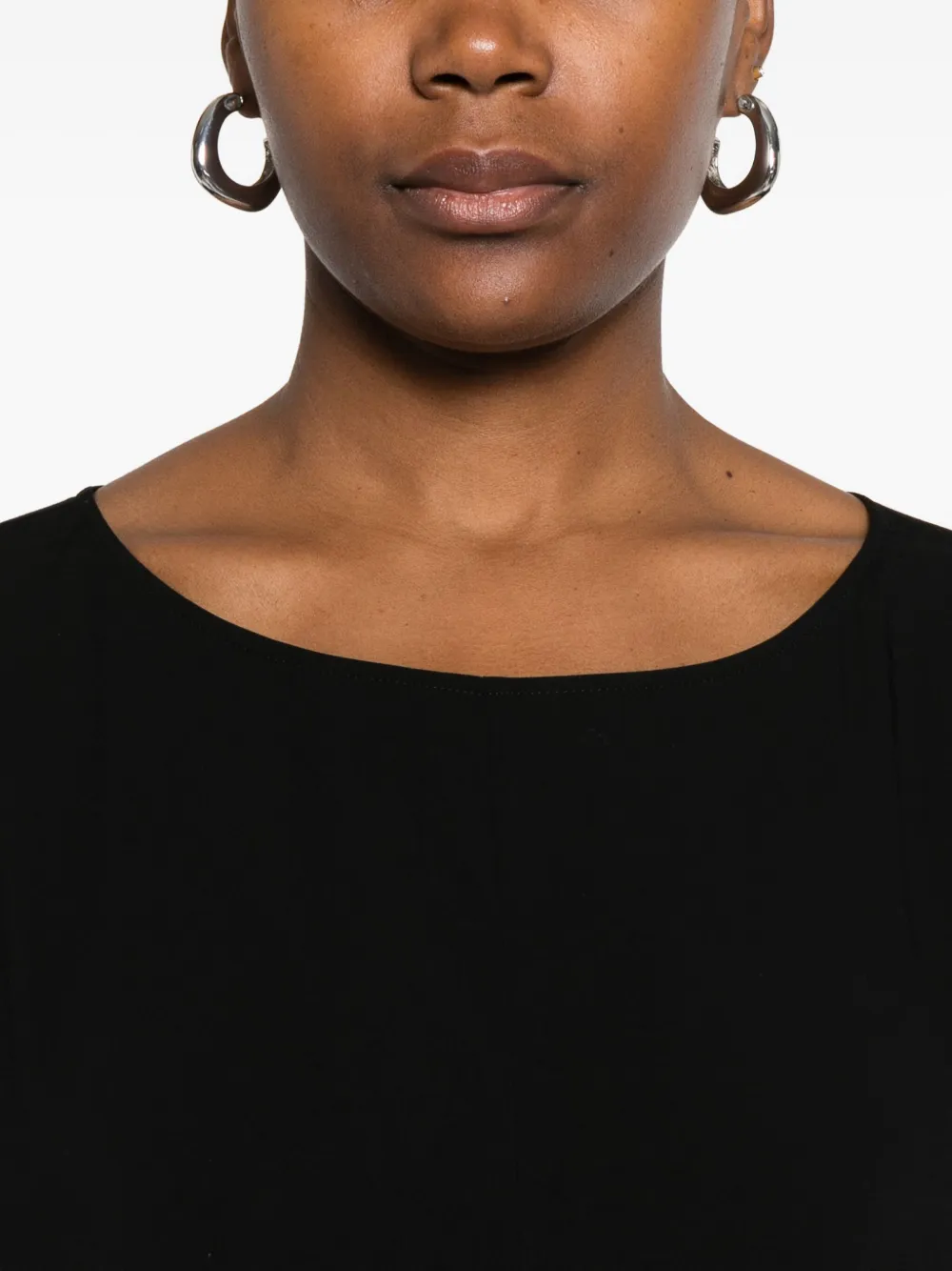 Yohji Yamamoto Mini-jurk met korte mouwen en boothals Zwart