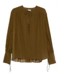 THE ANDAMANE tie-neck gathered blouse - Green