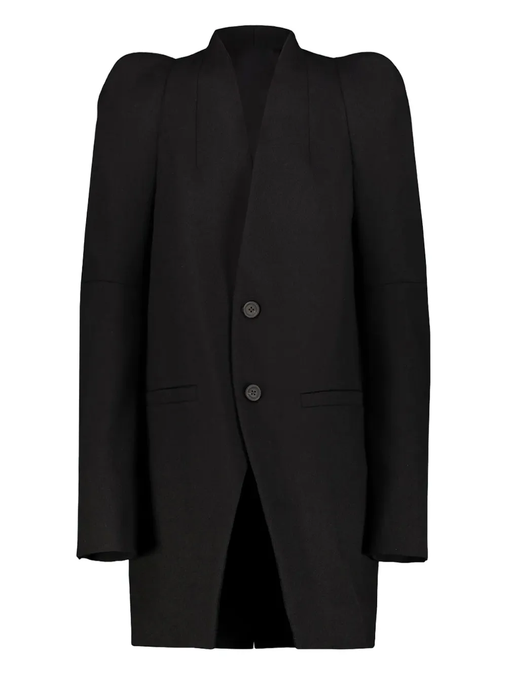 Rick Owens Puffed-shoulder Two-button Jacket In Black