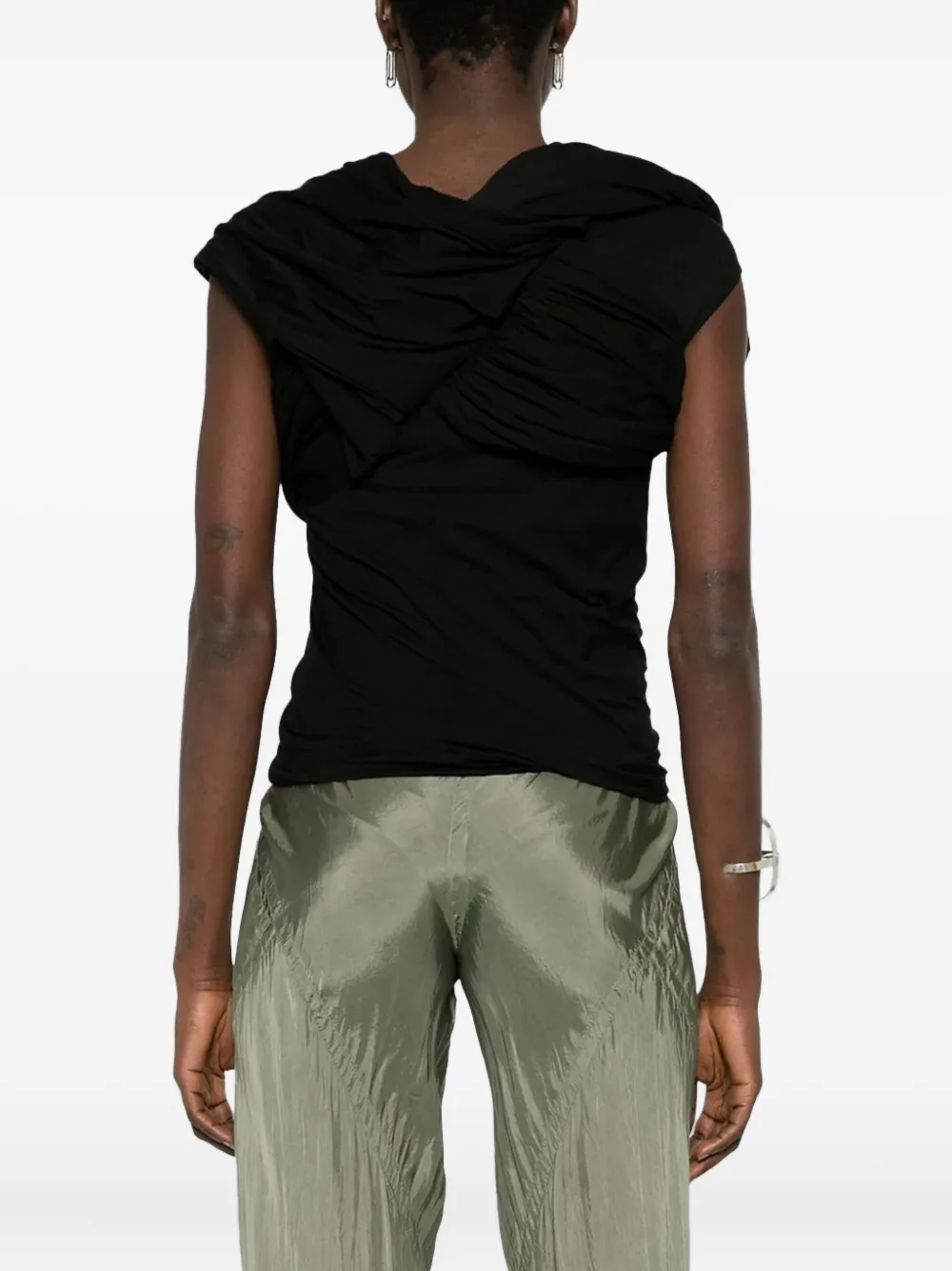 Rick Owens Draped-shoulder Top In Black