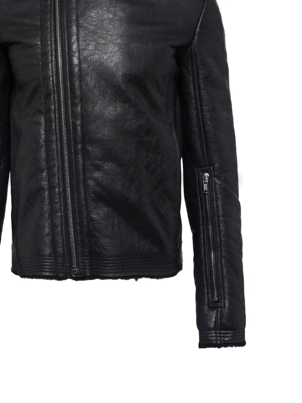 Rick Owens asymmetric-zip shearling jacket | Leather Jackets | Image 2