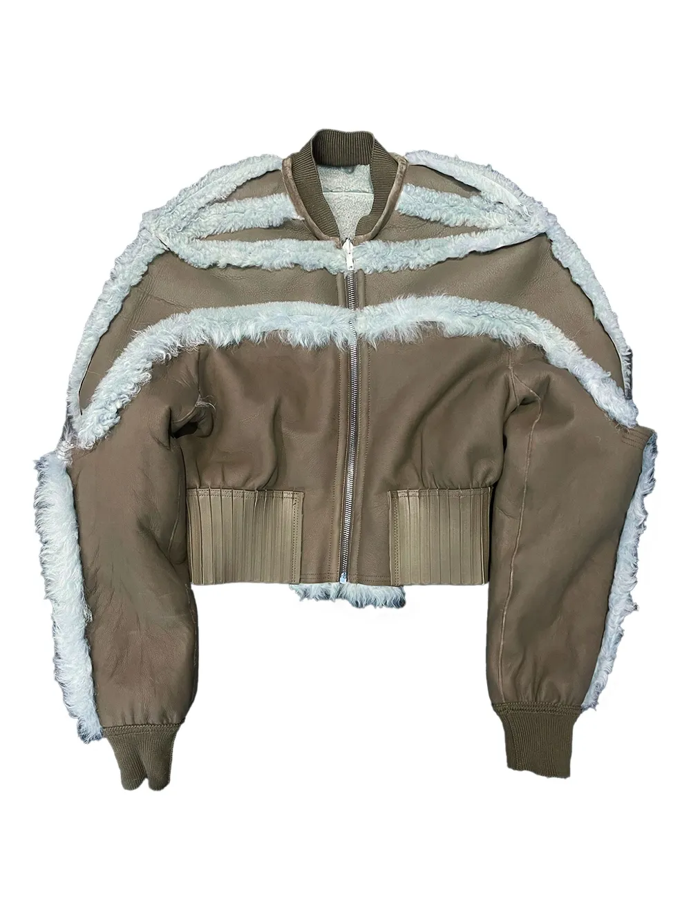 Rick Owens Shearling Bomber Jacket In Gray