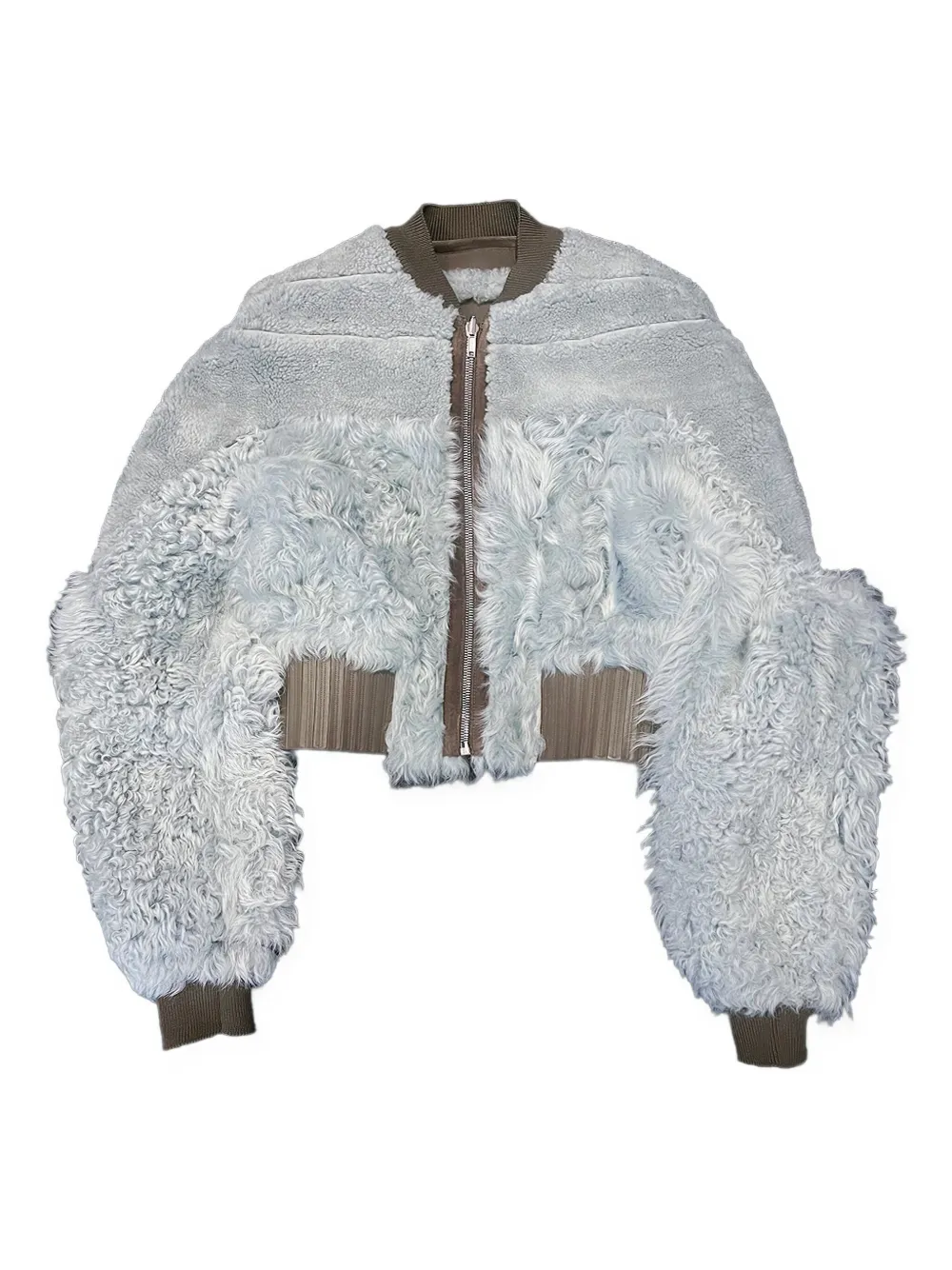Rick Owens Shearling Bomber Jacket In Gray