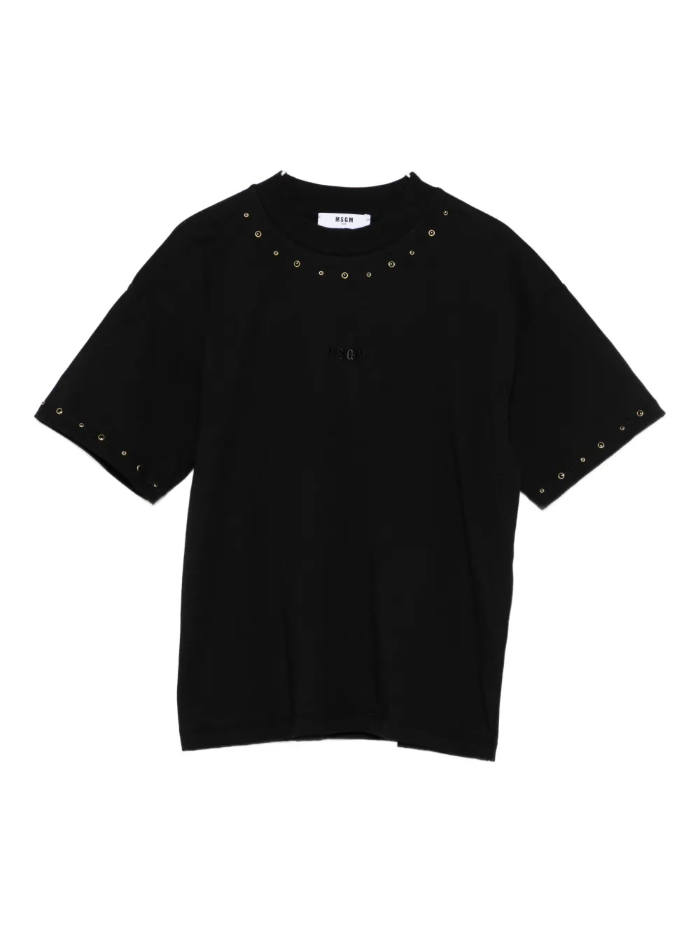 MSGM Kids eyelet-embellished cotton T-shirt Zwart
