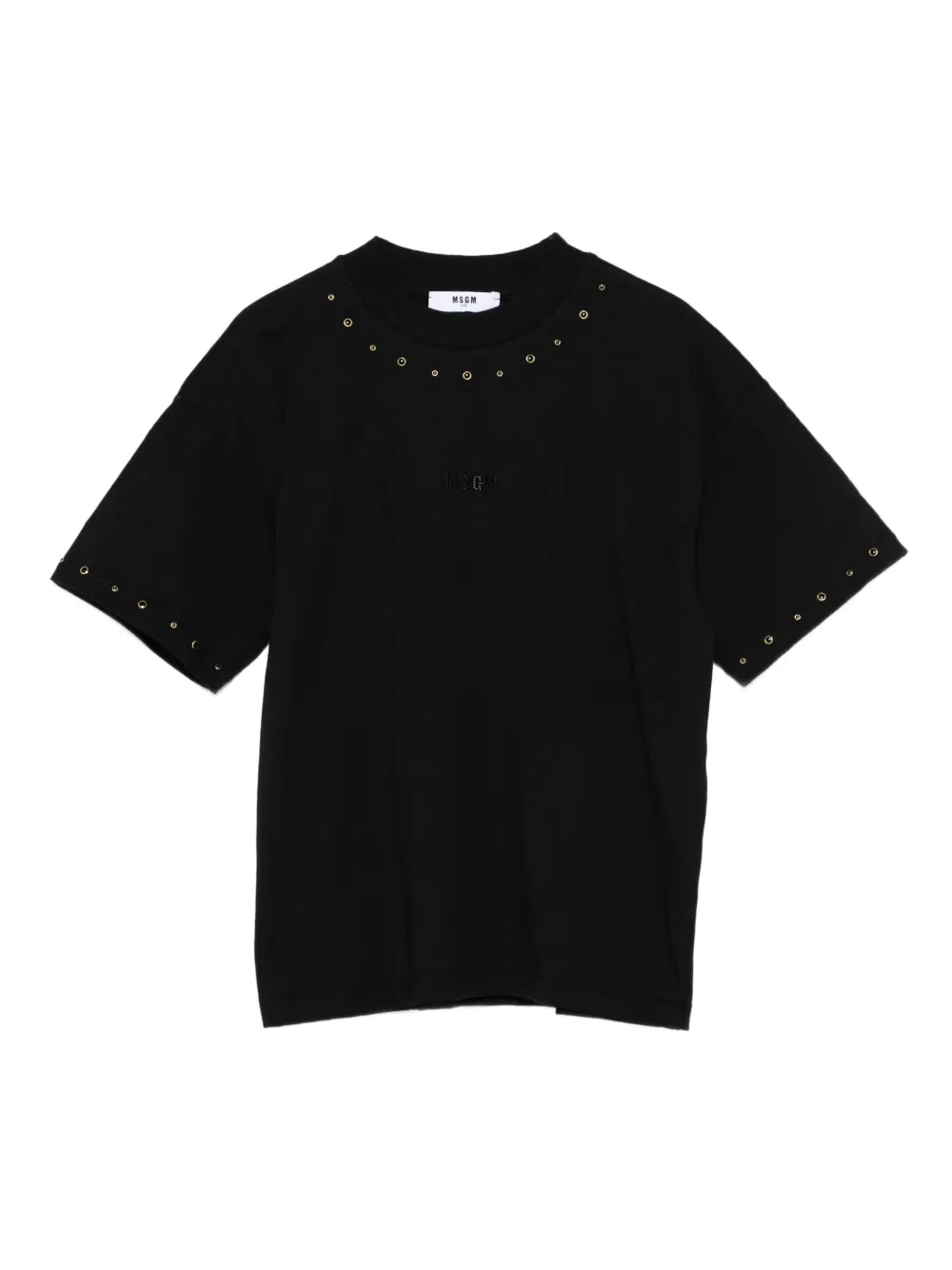 MSGM Kids eyelet-embellished cotton T-shirt Zwart